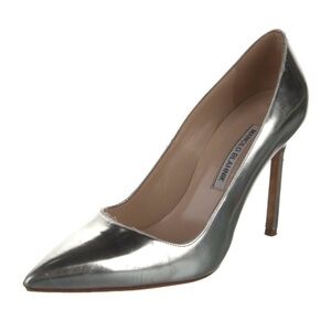 Manolo Blahnik Metallic Silver Pointed Toe Stiletto